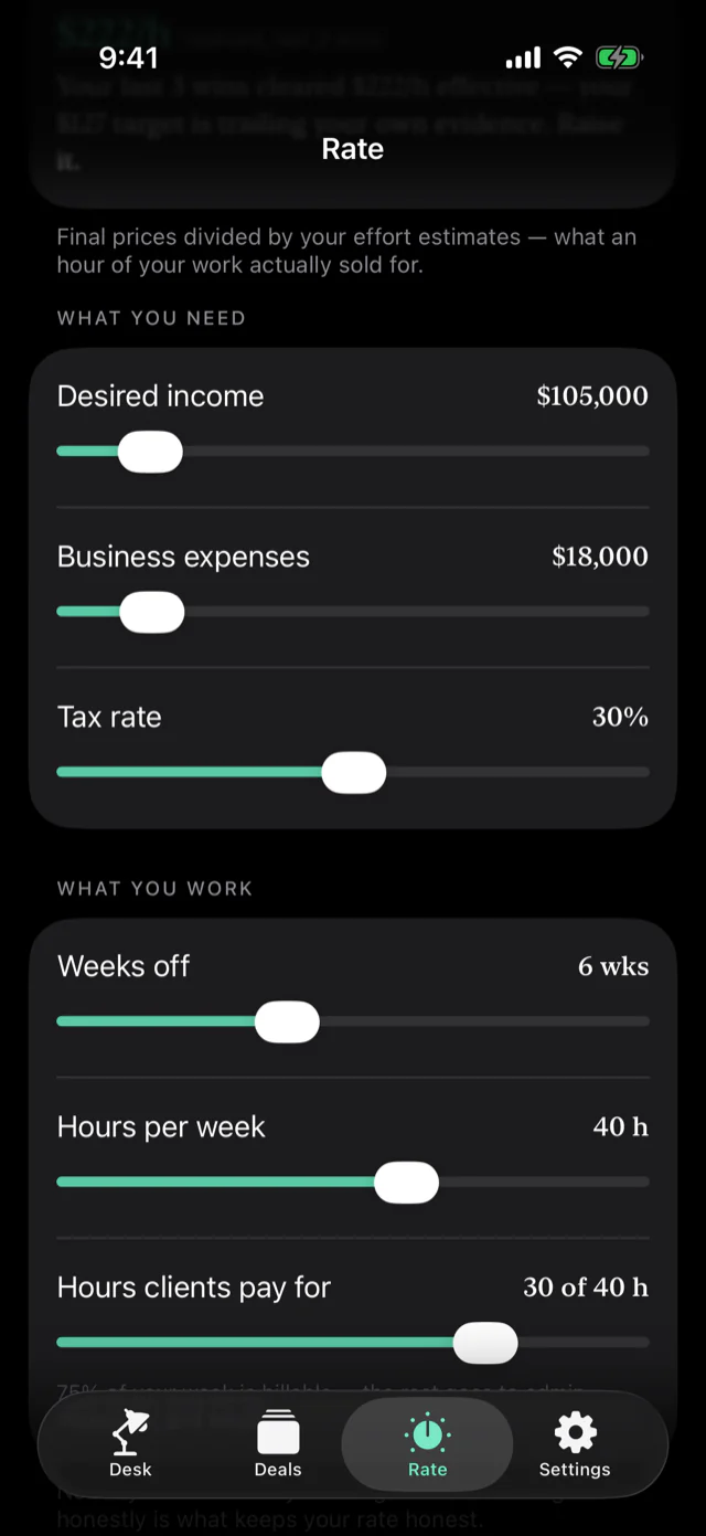 Rate foundation: income, expenses, tax and billable hours become defensible rate numbers